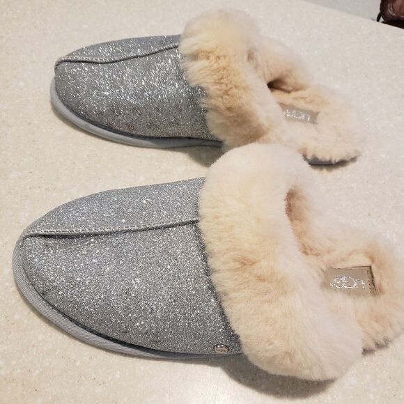 UGG Scuffette Sparkle Slipper Silver Women's Size 9 - Picture 4 of 7